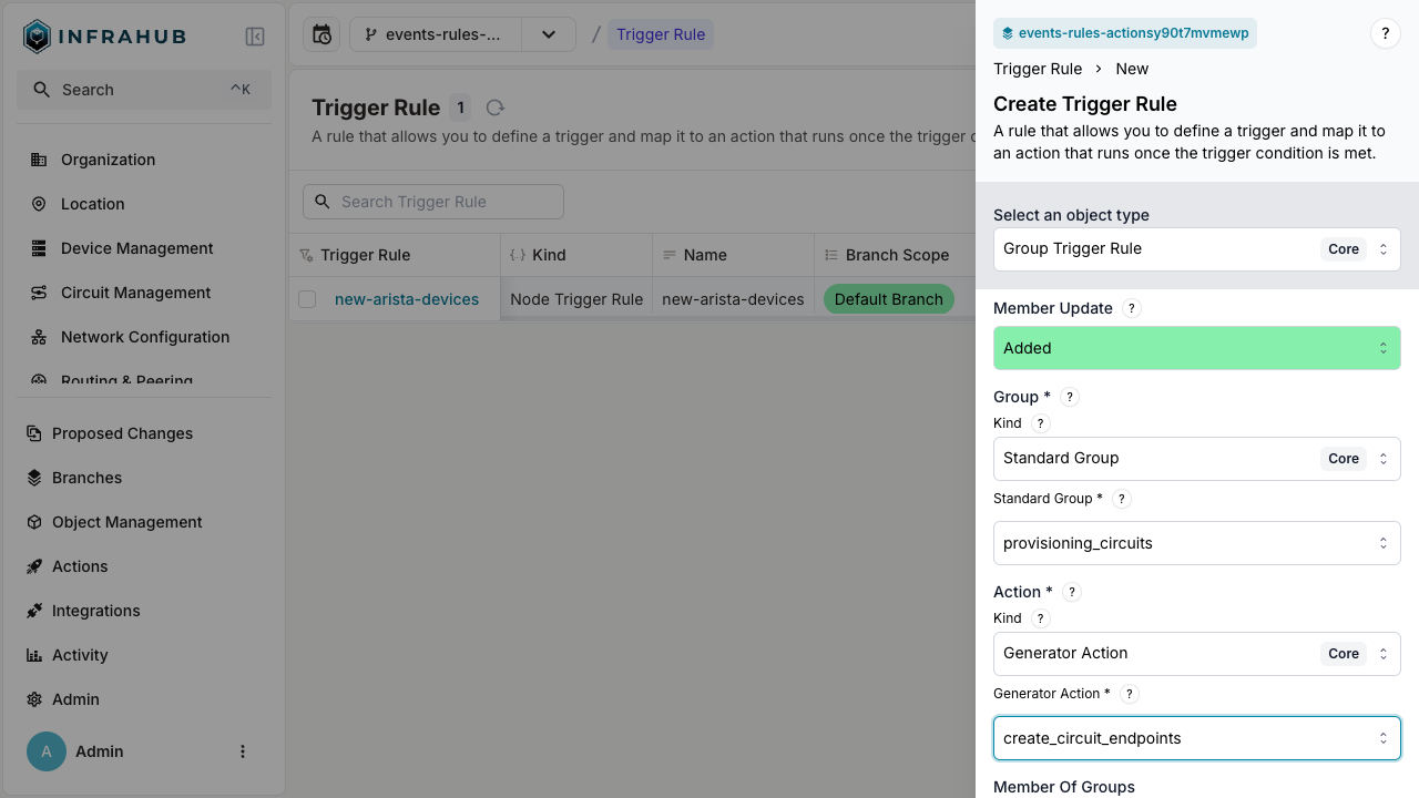 Group Trigger form creation